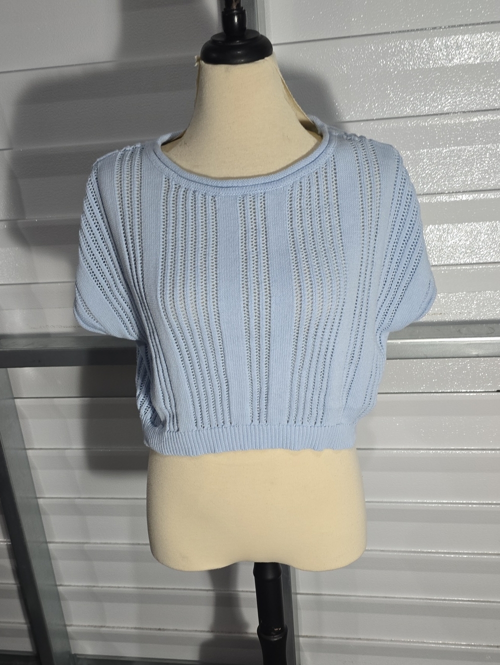 Simply Southern Drop Shoulder Wide Neck Sweater Top In Mist Blue  Size Large